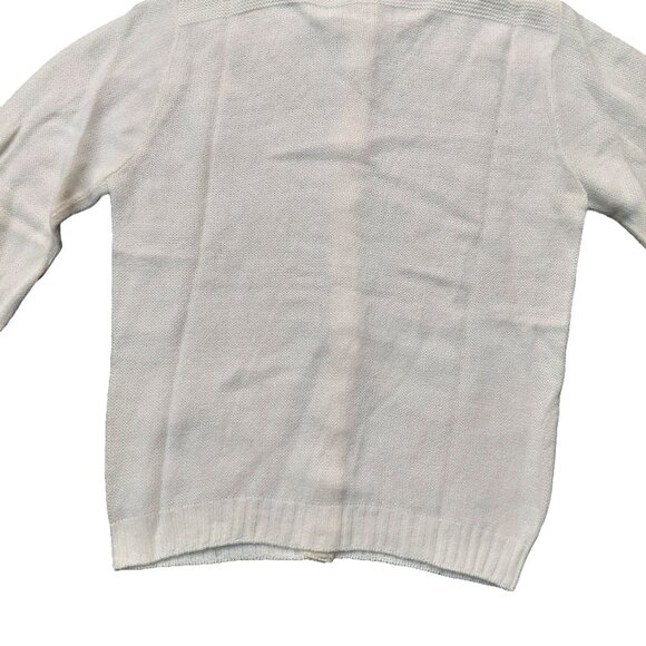 Vintage 1940s-1950s White Long Sleeve Cardigan Knit Fall Winter Sweater - Picture 6 of 7